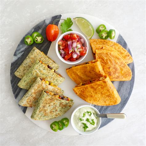 Loaded Chicken Quesadilla Has Beans Cheese And Veggies
