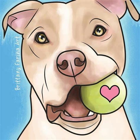A Drawing Of A Dog Holding A Ball In Its Mouth And Smiling At The Camera