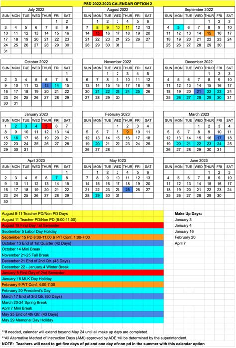 2022 2023 Psd School Calendar Oak Grove Middle School