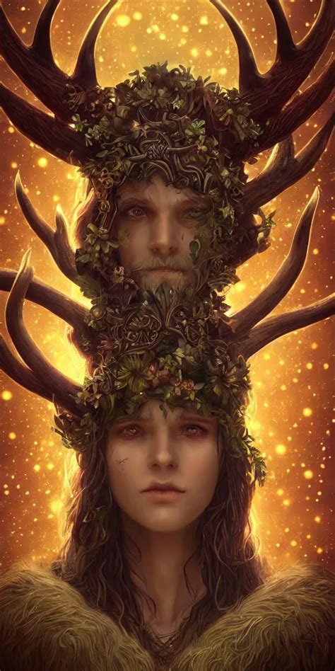 Portrait Cernunnos Celtic Antlered God Glow Stable Diffusion