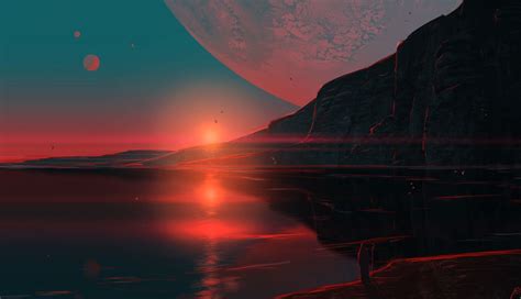 Another Planet Sunset 1336x768 Resolution Wallpaper Planets Wallpaper