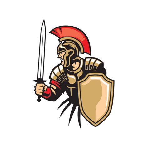 Printed Vinyl Roman Soldier Warrior With Sword And Shield Stickers