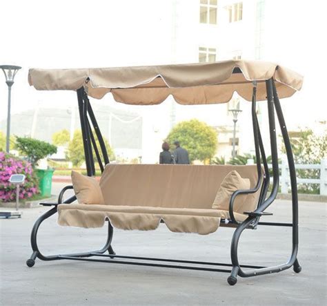 Outsunny Metal Frame Outdoor Porch Patio Canopy Swing Bench Convertible