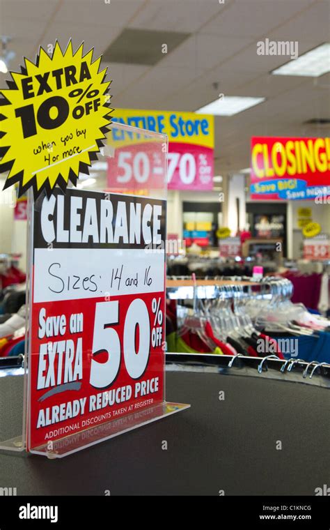 Store Clearance Sale With Signs Of Store Closing Stock Photo Alamy