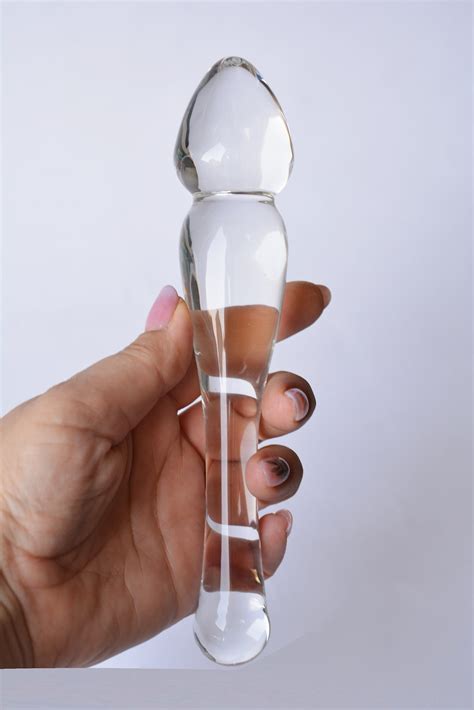Double Glass Dildo Beaded Anal Sex Toy Clear Black Etsy