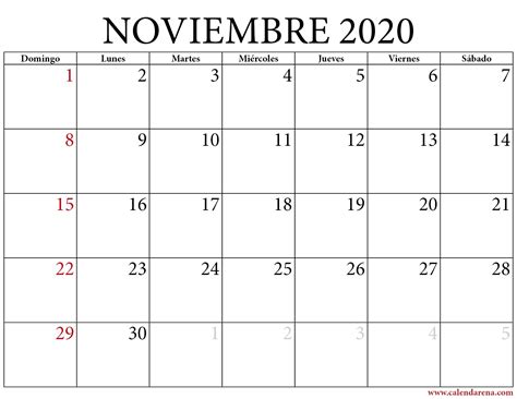 Planificador De Plantillas De Calendario De Noviembre De 2020 2020