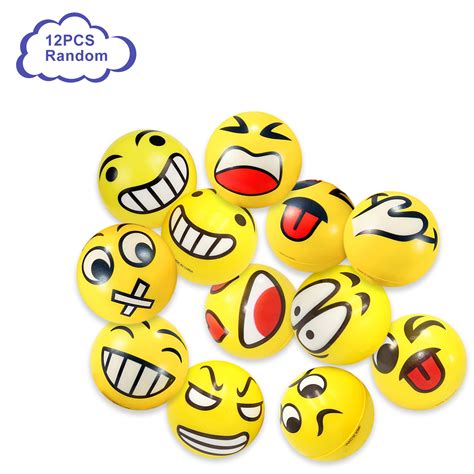 12 Pcs Funny Face Squeeze Balls 236 Inch Party Pack Emoji Stress