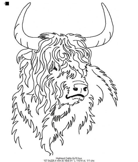 Highland Cow Line Drawing Sketch Coloring Page
