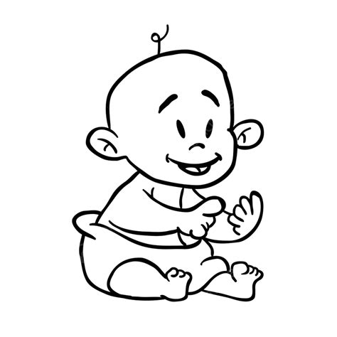 Illustration De Dessin Animé Bébé Noir Et Blanc Png Blanc Et