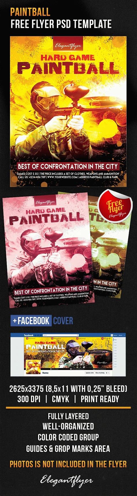 Yellow Simple Paintball Free Flyer Template Psd By Elegantflyer