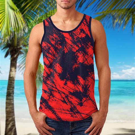 Mrulic Tank Tops Men Men Summer Print Beach Top Shirt Fashion Casual Sports Sleeveless Beach