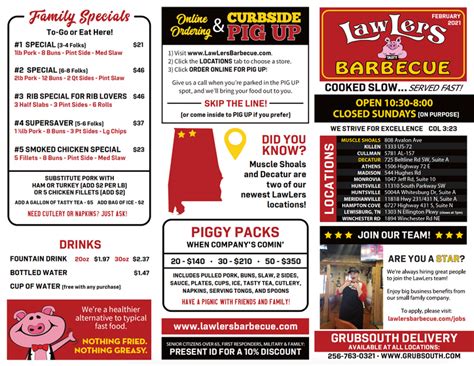 Northern alabama barbecue express at exit 351 i 65 review of. Barbecue Menu | LawLers Restaurant