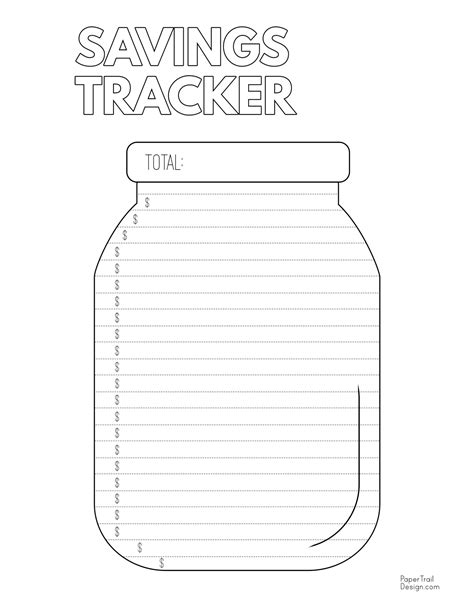 savings tracker printable paper trail design