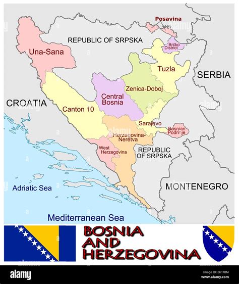 Bosnien und Herzegowina Verwaltungseinteilung Flagge ...