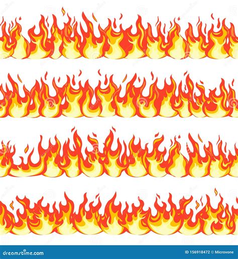 Seamless Fire Flame Dangerous Flaming Pattern Flammable Line Blaze