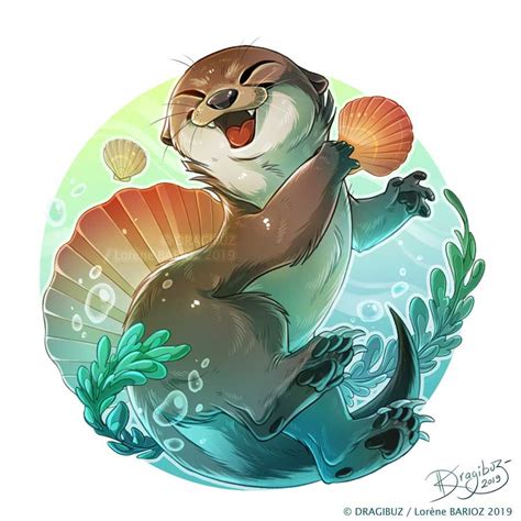 Otter Playing By Dragibuz On Deviantart Cute Otters Drawing Otter