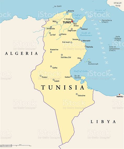 Tunisia Political Map Stock Illustration Download Image Now Istock