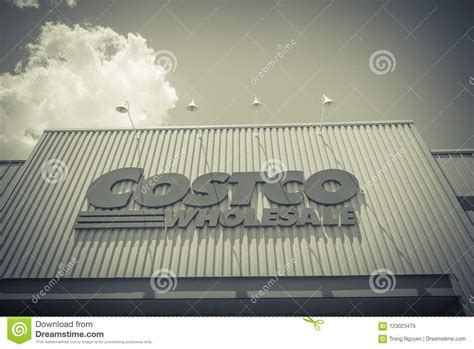 Costco Wholesale Store Logo Close Up At Facade Entrance Editorial Image