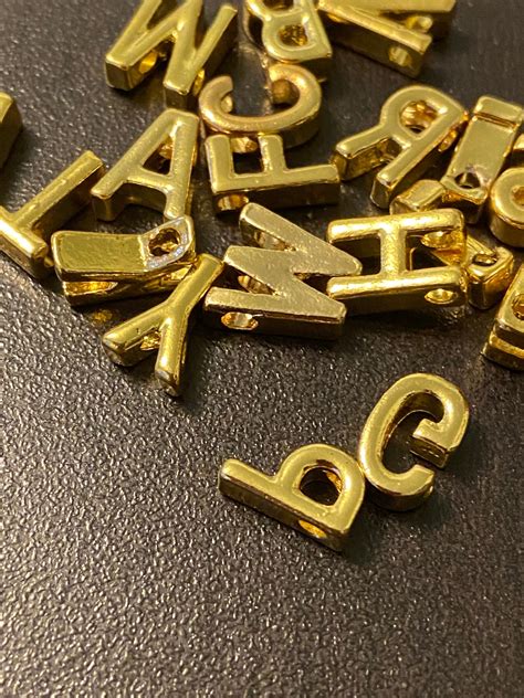 Gold Tone Letter Beads Initial Alphabet Charm For Diy Jewelry Etsy