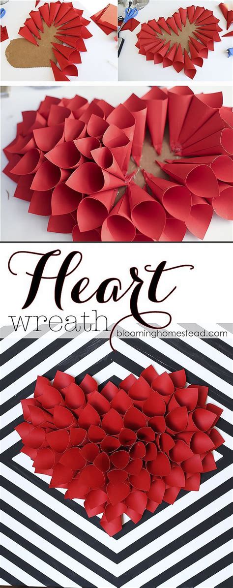 Diy Paper Heart Wreath Blooming Homestead Valentines Diy Diy