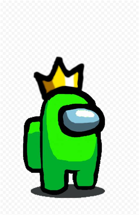 Hd Among Us Lime Crewmate Character With Crown Hat Png Citypng