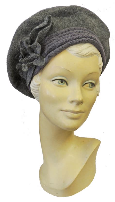 New Ladies Vtg 1930s 40s Ww2 Wartime Felt Flower Knit Halo Beret Hat Ebay