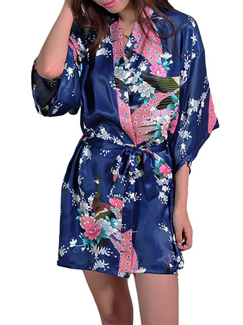 Ts Are Blue Womens Short Floral Silk Kimono Robes Sizes 2 To 18