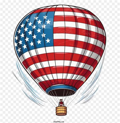 Balon Udara Panas Bendera Amerika Keempat Juli Gambar Png