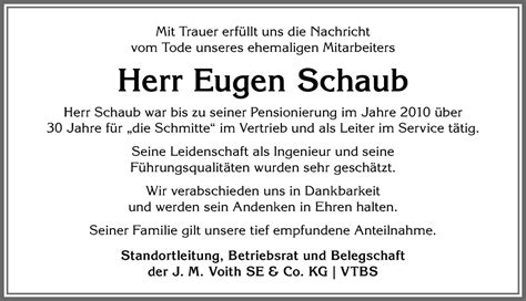 Traueranzeigen Von Eugen Schaub Augsburger Allgemeine Zeitung