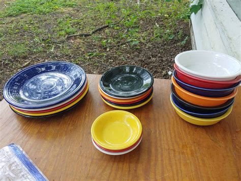 Vintage Fiesta 21 Piece Dinnerware Set Plates Bowls Multi Etsy