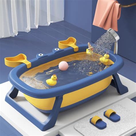 Foldable Baby Bath Tub With 2 Bilateral Storage Slots Kiddyco