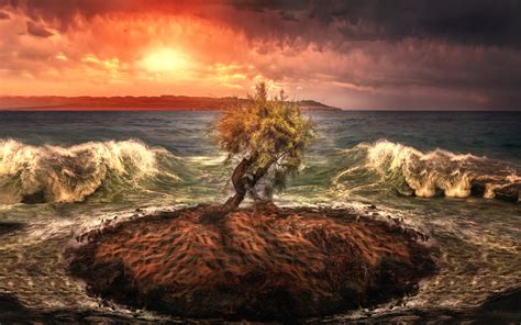 Nature Landscape Sea Waves Coast Photo Manipulation Hdr Island