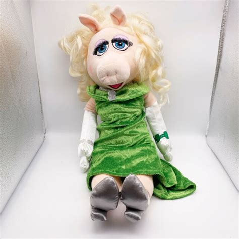 Disney Store Miss Piggy Muppets 19 Plush Doll Green Dress Original Ebay