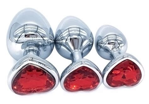 Domi Butt Stimulator Sex Toys Stainless Steel Crystal Jewelry Heart Anal Plug Toy Use Plug Jewel