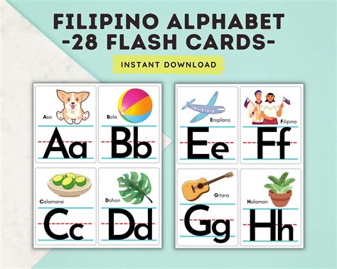 Filipino Alphabet With Numbers Flashcards Filipino Flashcards Printable