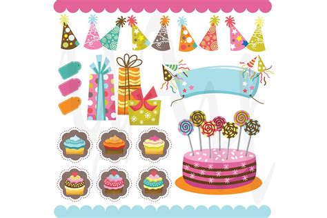 Retro Birthday Celebration Elements Pre Designed Illustrator Graphics