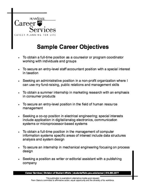 sample career objectives resume resume objective examples career