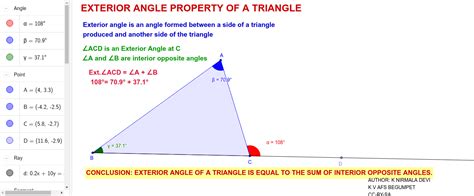 Exterior Angle Property Of A Triangle Geogebra