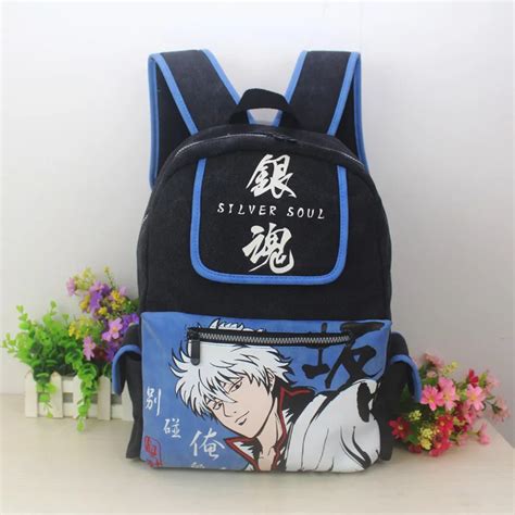 Gintama Blue Canvas Anime Backpack Gintoki Anime Bag High Quality