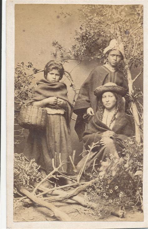 Three Araucanian Native America Indians South America Chile C1870