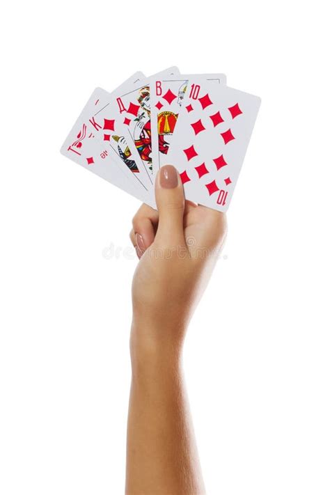 Playing Cards In Hand Isolated On White Background Stock Image Image