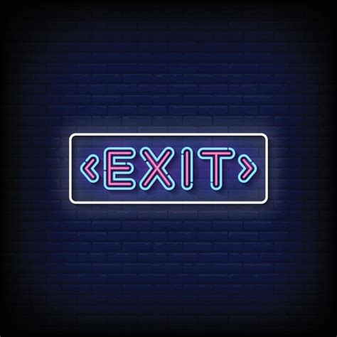 Neon Sign Exit With Brick Wall Background Vector 11229595 Vector Art At Vecteezy