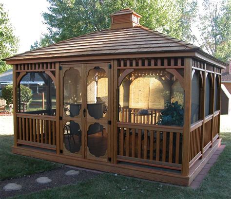 Gazebos are also in demand for garden weddings, retail landscapes, poolside green spaces, and wherever you wish to add a fresh perspective on your garden. Gazebo Kits with Screens | Diy gazebo, Backyard gazebo ...