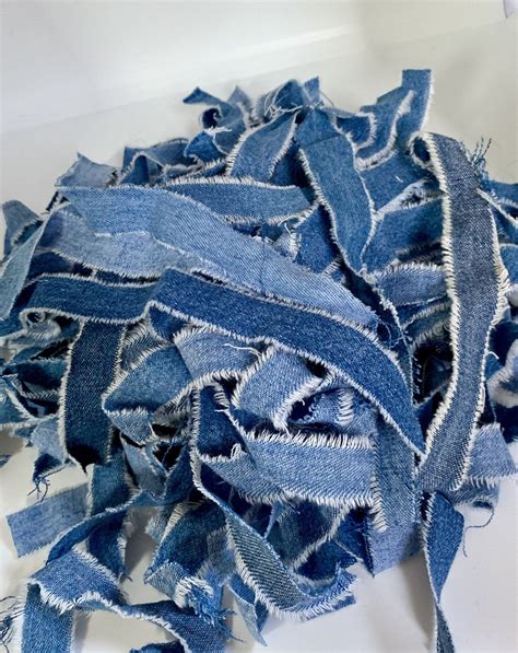 Reclaimed Denim Blue Jean Clothing Fabric Ribbon Scraps Etsy Denim