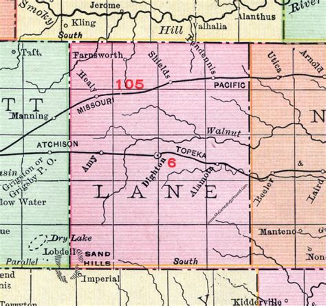 Lane County Kansas 1911 Map Dighton Healy Alamota