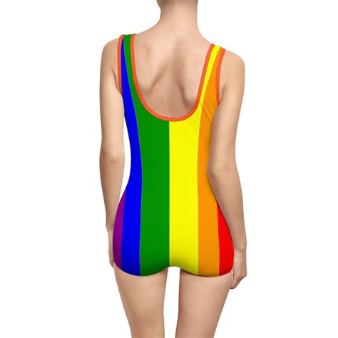 LGBTQ Rainbow Women S Vintage Swimsuit Etsy
