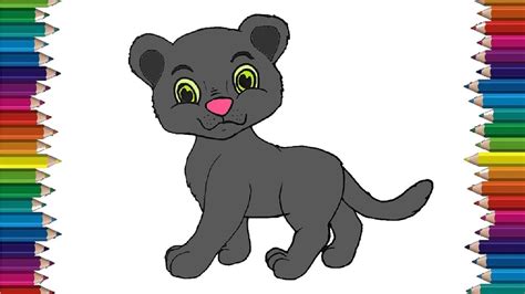How To Draw A Cute Panther Easy Cartoon Black Panther Drawing And