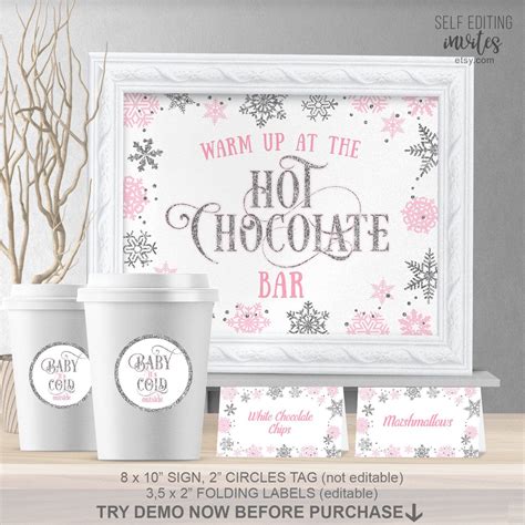 Winter Baby Shower Hot Chocolate Bar Sign Winter Wonderland Etsy