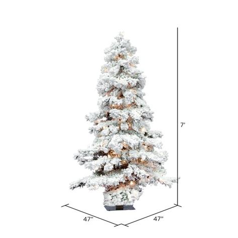 Vickerman 7 Ft Pre Lit Flocked White Artificial Christmas Tree With