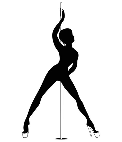 set vector silhouette girl pole white background pole dance